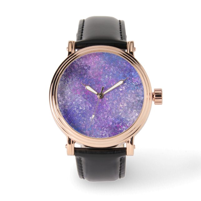 Pink And Purple Sequins Bling  Watch (Front)