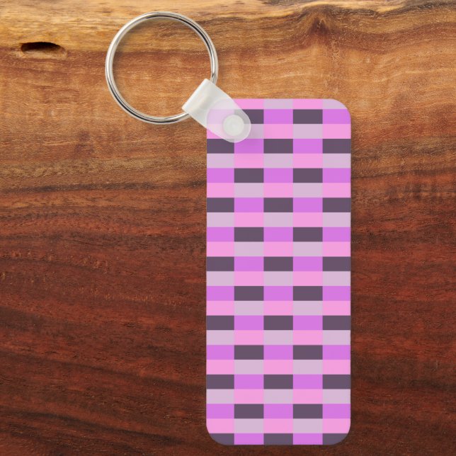 Pink and Purple Shades Color Blocks Key Ring (Front)