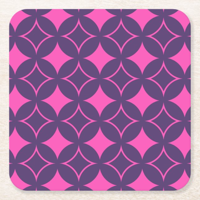 Pink and purple shippo square paper coaster (Front)