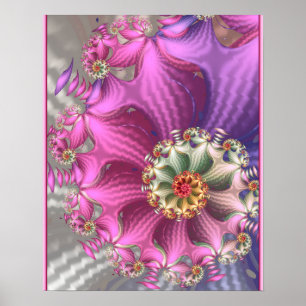 Pink and Purple Silky Fractal Poster