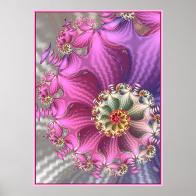 Pink and Purple Silky Fractal Poster (Front)