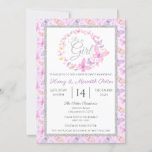 Pink and Purple Silver Butterfly Baby Shower