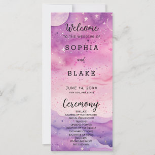 Pink and Purple Sky Celestial Wedding Program