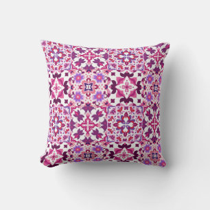 Pink and Purple Spanish Tiles Cushion