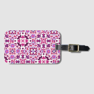 Pink and Purple Spanish Tiles Luggage Tag