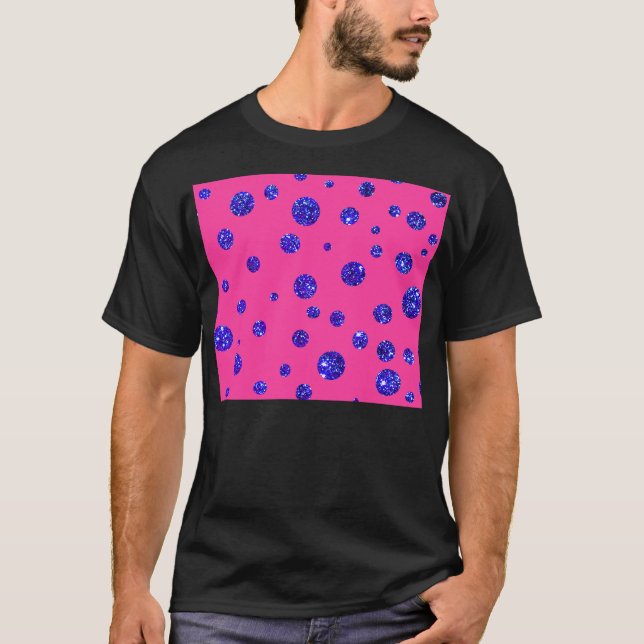 Pink and Purple Sparkle Polka Dots Fun T-Shirt (Front)