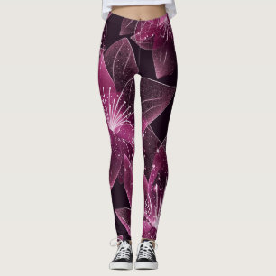 Pink and Purple Sparkling Flower Leggings