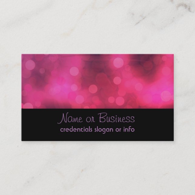 Pink and Purple Sparkling Lights Bokeh Pattern Business Card (Front)