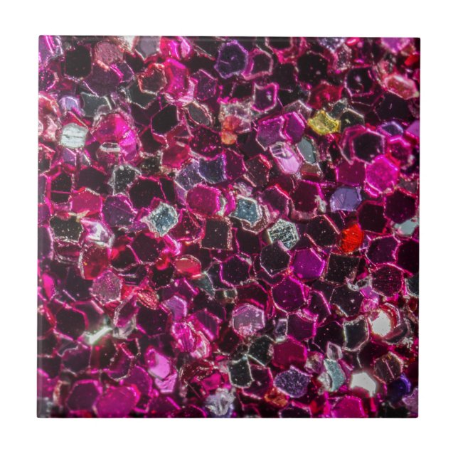Pink and Purple Sparkling Lights Bokeh Pattern  Tile (Front)