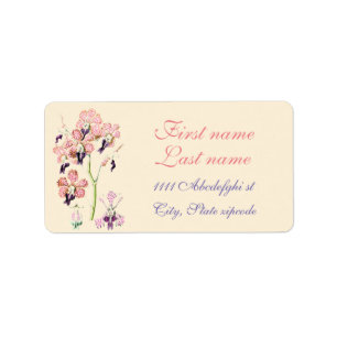 Pink and purple spotted orchid science illustratio label