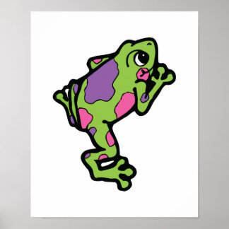 pink and purple spotted tree frog poster