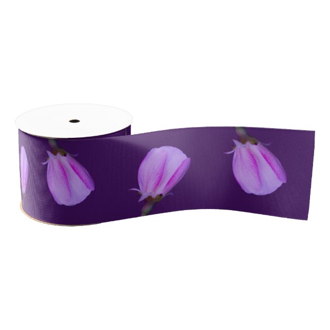 Pink and Purple Spring Blossom Inverted  Grosgrain Ribbon (Spool)