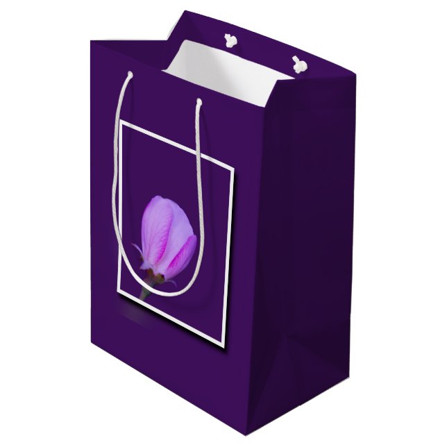 Pink and Purple Spring Blossom  Medium Gift Bag (Back Angled)