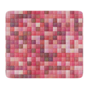 Pink and Purple Square Mosaic Cutting Board