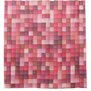 Pink and Purple Square Mosaic Shower Curtain