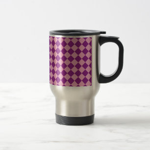 Pink and purple squares pattern travel mug