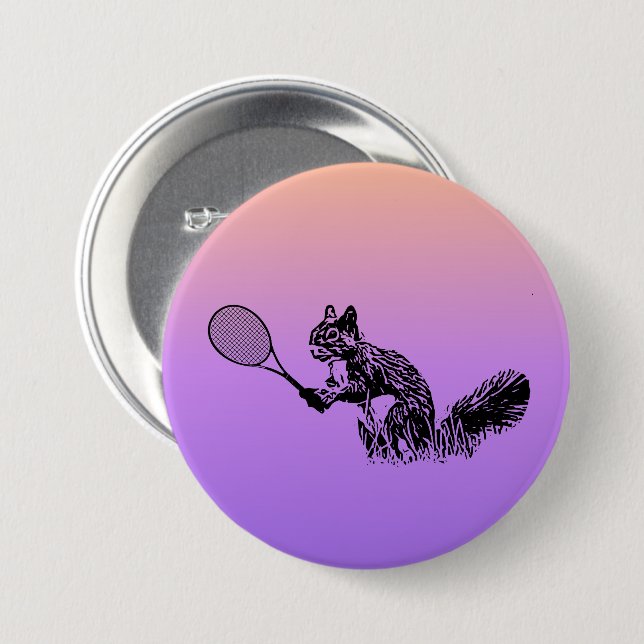 Pink and Purple Squirrel Tennis 7.5 Cm Round Badge (Front & Back)