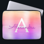 Pink and Purple Stainless Steel Monogram Laptop Sleeve<br><div class="desc">Pink and Purple Pastel Ombre Faux Stainless Steel Elegant Monogram Sleeve. This sleeve can be customised to include your initial and first name.</div>