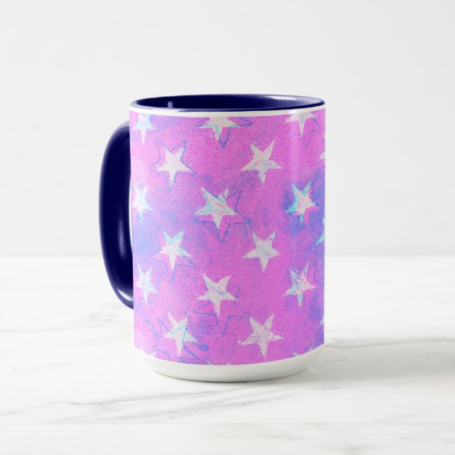 Pink and Purple Star Stars Space Mug Cup (Front Left)