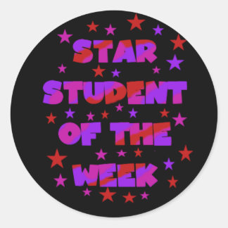 Pink and Purple Star Student of Week Stickers