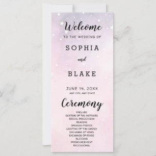 Pink and Purple Stars Celestial Wedding Program