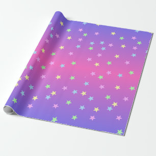 Pink and Purple Stars Gradient  Wrapping Paper