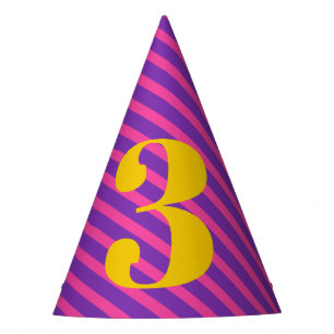 Pink and Purple Stripe Birthday Age Party Hat