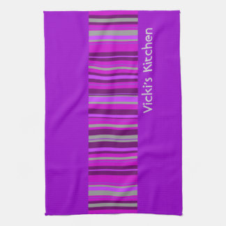 Pink and Purple Stripe Custom kitchen tea towel