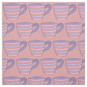 Pink and Purple Striped Tea Party Time Teacup Cup Fabric