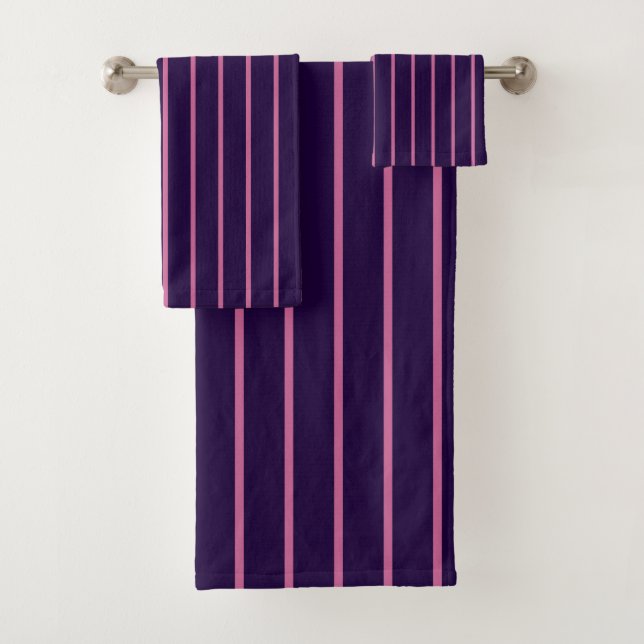 Pink and Purple Stripes Bath Towel Set (Insitu)