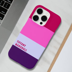 Pink and Purple Stripes Pattern Tote Bag iPhone 16 Pro Case