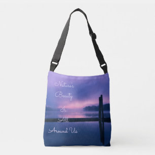 Pink and Purple Sunrise Over Water Crossbody Bag