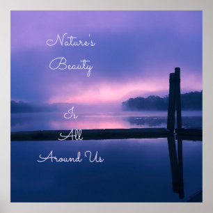 Pink and Purple Sunrise Over Water  Poster