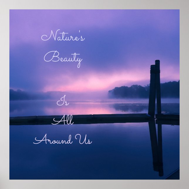 Pink and Purple Sunrise Over Water  Poster (Front)