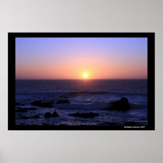 Pink and Purple Sunset over the ocean Poster