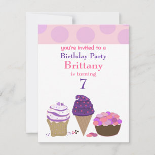 Pink and Purple Sweet Treats Birthday Invitation