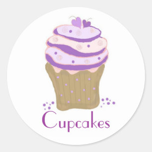 Pink and Purple Swirl Cupcakes Classic Round Sticker