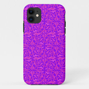 Pink and Purple Swirling Vines Pattern iPhone 11 Case