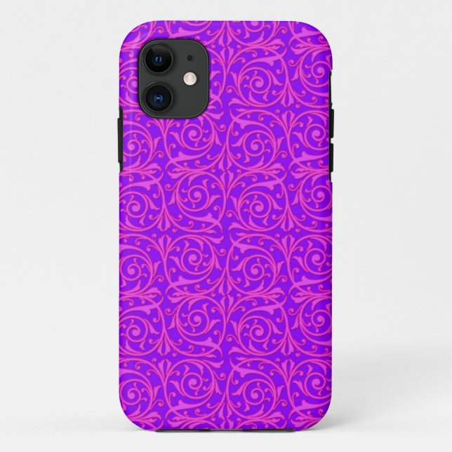 Pink and Purple Swirling Vines Pattern Case-Mate iPhone Case (Back)