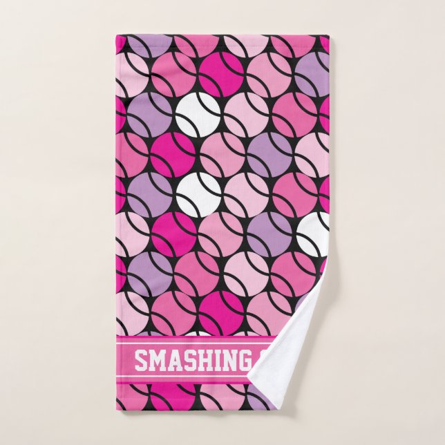🎾 Pink and purple tennis balls, with initial Hand Towel (Hand Towel)