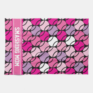 🎾 Pink and purple tennis balls, with initial  Tea Towel