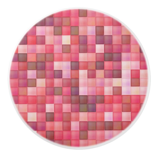 Pink and Purple Tile Mosaic Ceramic Knob (Front)