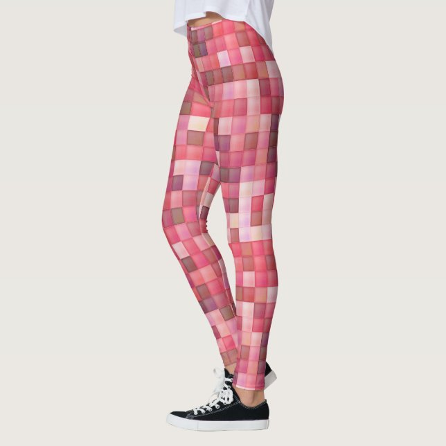 Pink and Purple Tile Mosaic Leggings (Left)