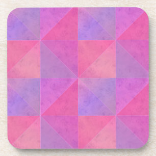 Pink and Purple Triangels Modern Watercolor Art Coaster