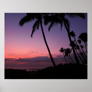 Pink and purple tropical sunset poster print