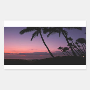 Pink and purple tropical sunset rectangle sticker