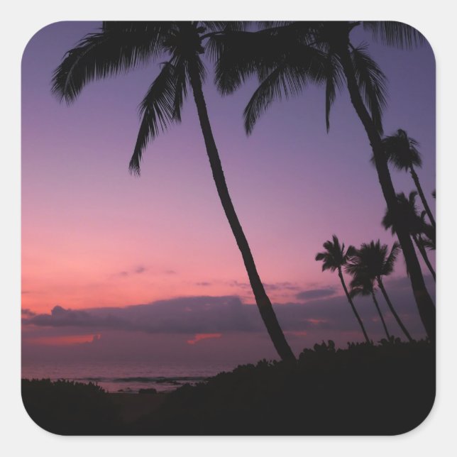 Pink and purple tropical sunset sticker (Front)