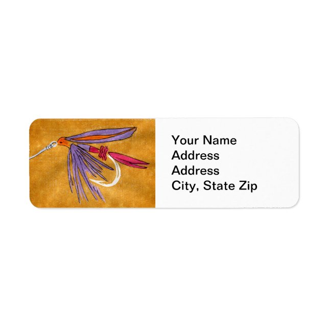 "Pink and Purple" Trout Fly Return Address Label (Front)