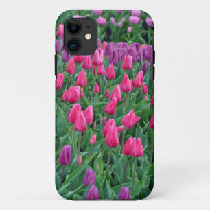 Pink and purple tulips spring garden iPhone 11 case