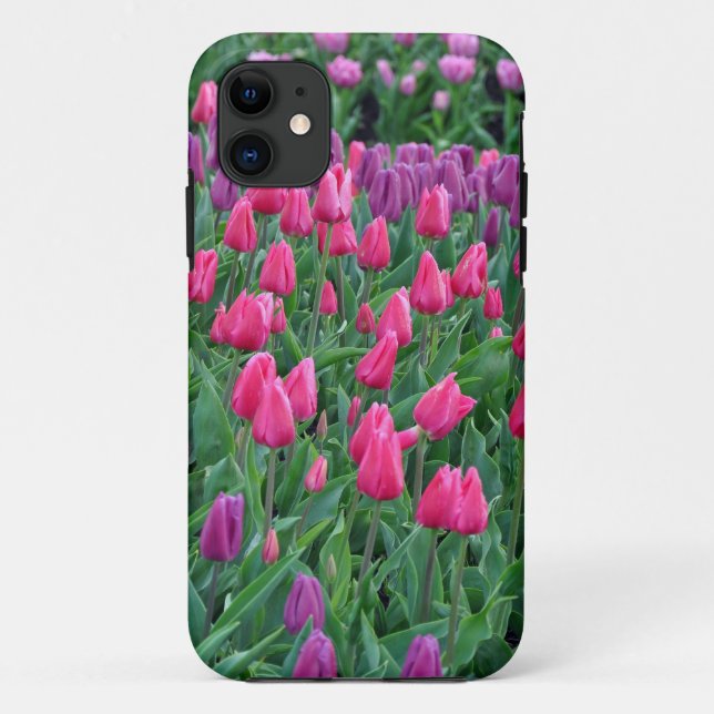 Pink and purple tulips spring garden Case-Mate iPhone case (Back)